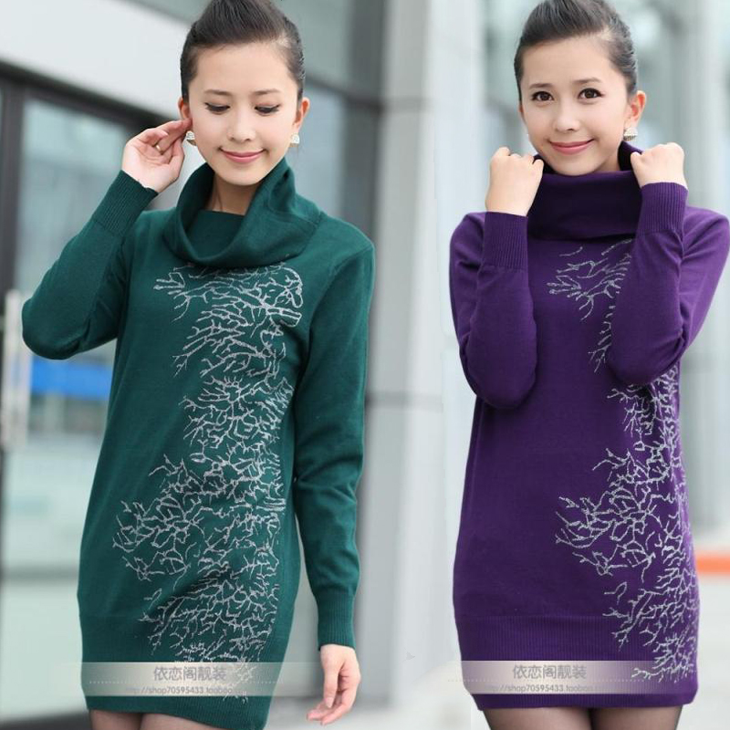 ELAND 2013 slim pullover turtleneck medium-long women's sweater (WC005)