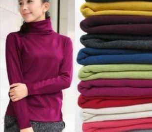 ELAND 2013 women's slim mercerized cotton turtleneck knitted basic shirt sweater (WC005)