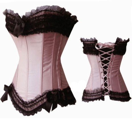 Elegant  5 color Pink/purple/white/black/red Lingerie Lace UP Shapers boned Corsets Bustiers S-2XL