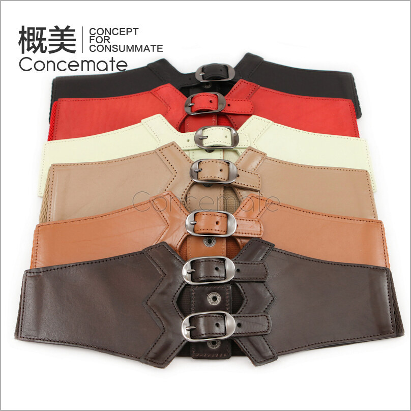 Elegant all-match fashion wide cummerbund female genuine leather belt personality cowhide strap c492 jim store