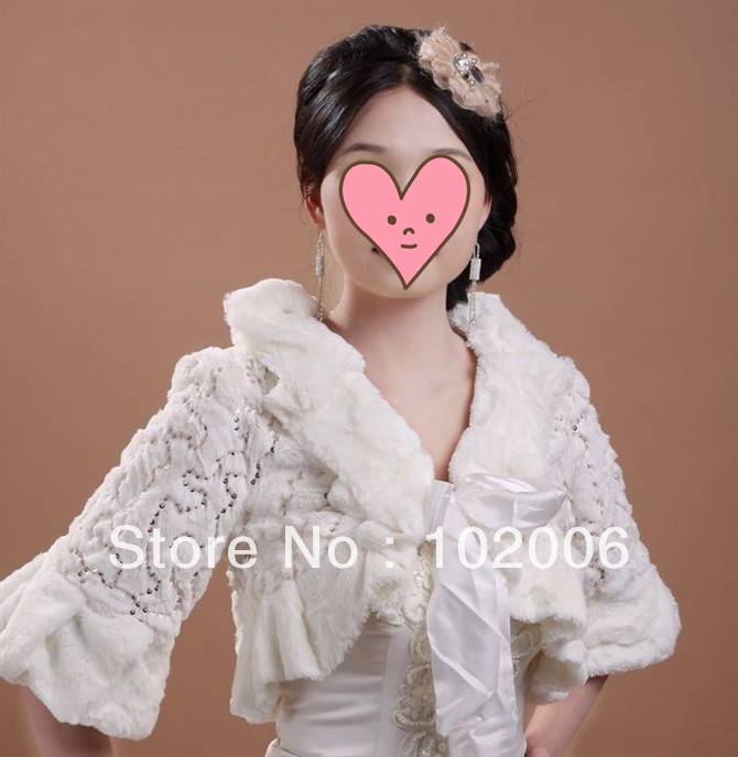 Elegant Beautiful Bridal half sleeve witerJacket JA050 free shipping