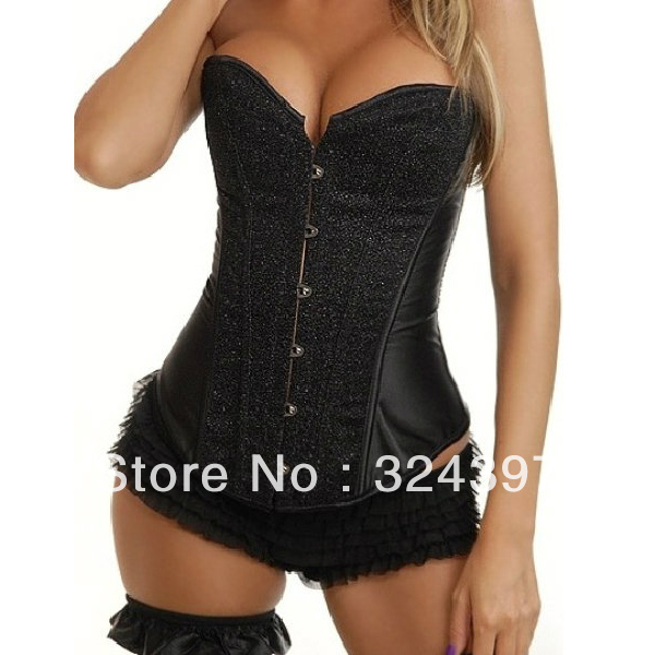 Elegant Black/Red/Yellow/ Blue Shinning Satin Lace up Corset Bustier Clubwear Show Gilr Lingerie TOP