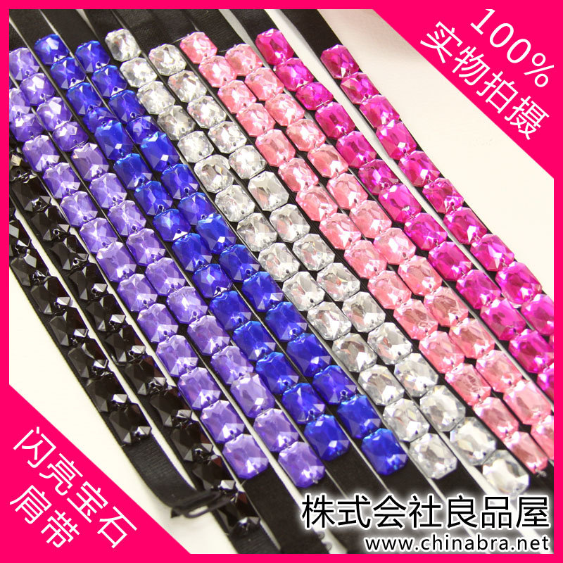 Elegant bling gem halter-neck shoulder strap acrylic diamond summer street multicolour shoulder strap
