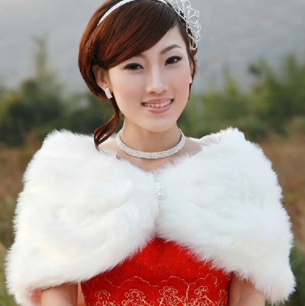 Elegant Bolero Short Soft Faux Pearl Fur Shrug 2013 Wedding Bridal Jacket Wrap Shawl Accessory