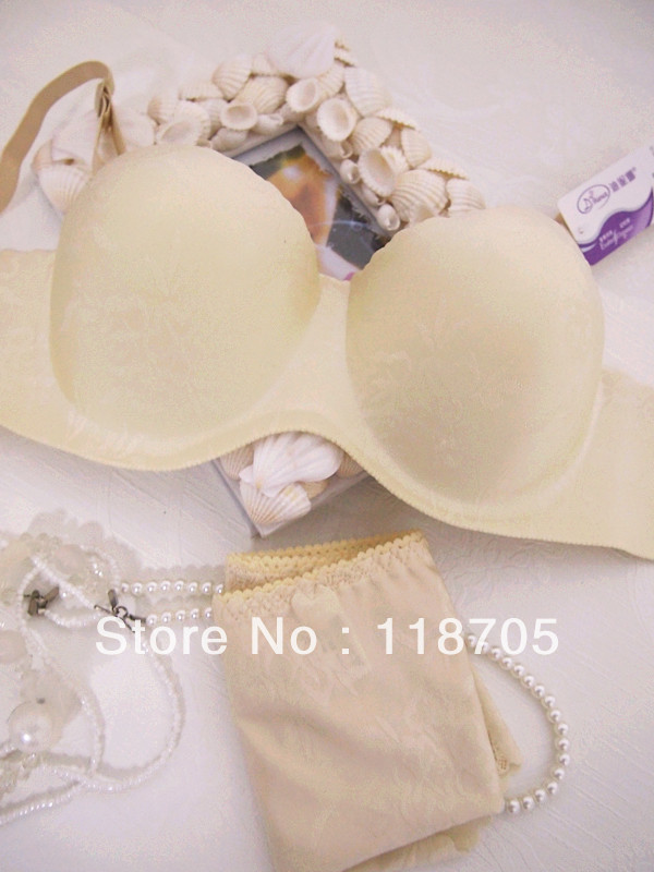 Elegant Bra Set! Hot Selling! Floral Lingerie! Top Quality! Push-up Seamless One-piece Underwear Set! Printing Flower Design!