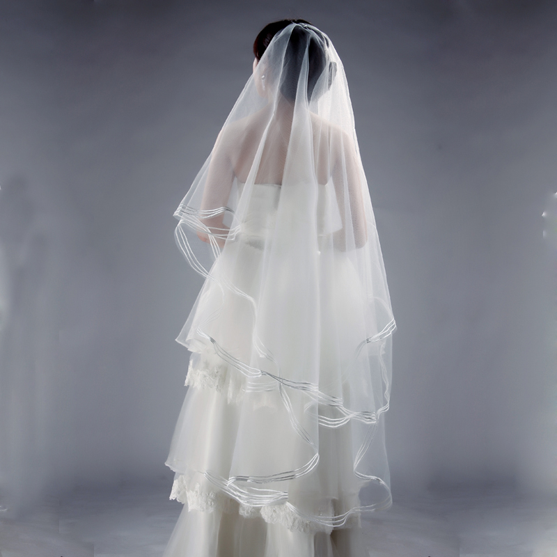Elegant brief ultra long fashion line veil wedding dress train veil lengthen bride wedding accessories