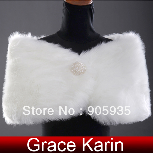 Elegant! Free Shipping 1pc Grace Karin Faux Fur Wedding Bridal Wrap Shawl Stole Tippet Jacket Capes CL2616
