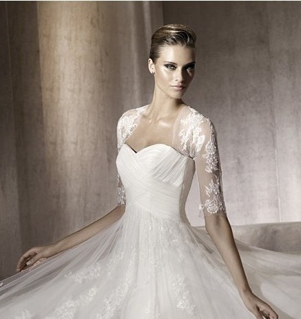 Elegant Free Shipping 2013 FashionTulle Lace Wedding Accessory Bridal Bolero Wrap Jacket Shawl Women
