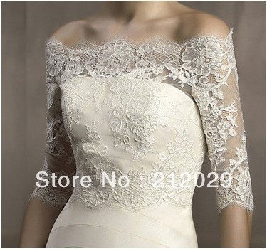 Elegant Free Shipping Wedding dress Lace Off Shoulder Half Sleeve 2012 Custom Made wedding bridal shawl Wrap Bolero Jacket