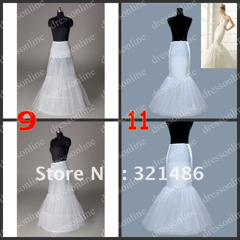 Elegant In Stock White Elastic Mermaid No Hoop Long Wedding Petticoats Crinolines Underskirts For Mermaid Dresses