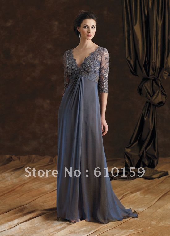 Elegant intellectuality lace V-neck half sleeve evening dress evening dress