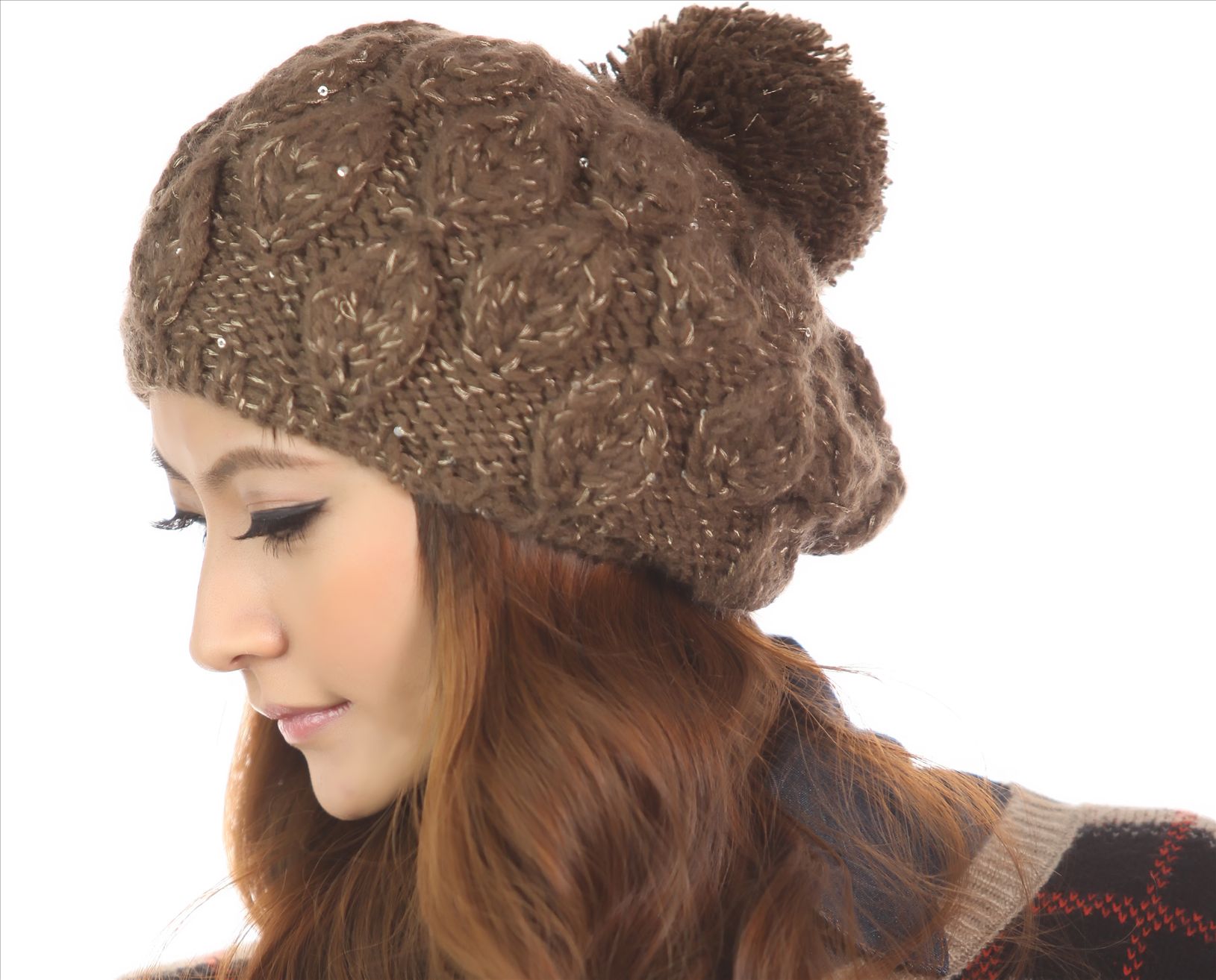Elegant intellectuality women's winter line cap knitted hat warm hat