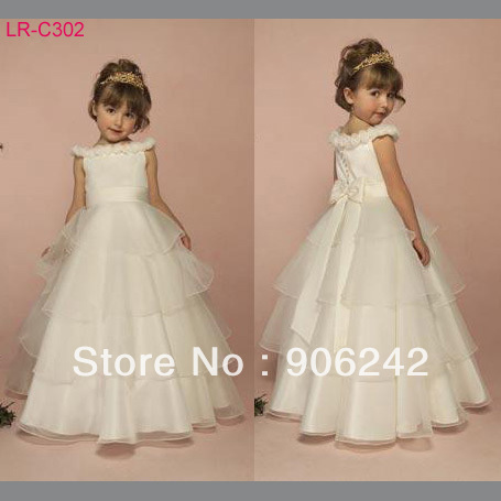 Elegant Ivory Color Multilayer Organza Newest Bridal Flower Girl Dress LR-C302