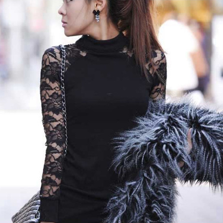 Elegant lace patchwork slim hip sexy slim one-piece dress