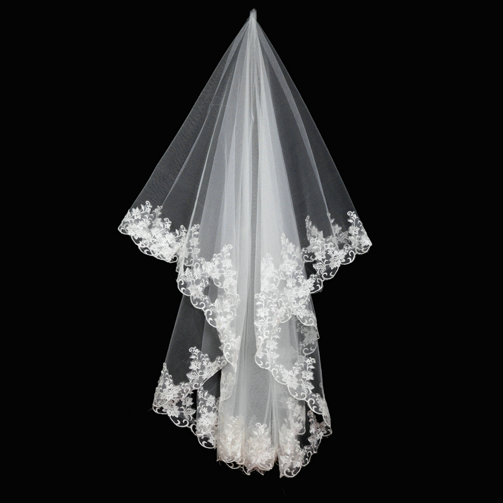 elegant long design bride veil, 3 meters white head veil,  bridal accessories 027