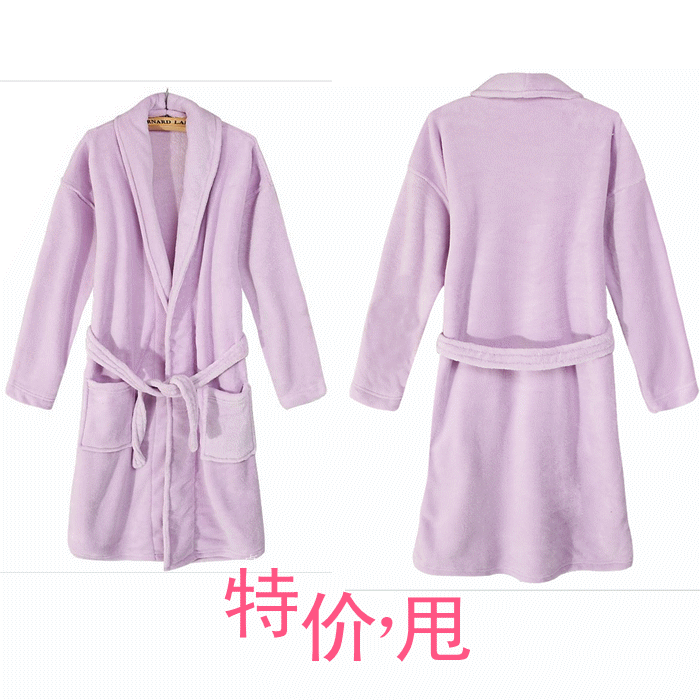 Elegant noble coral fleece sleepwear bathrobes