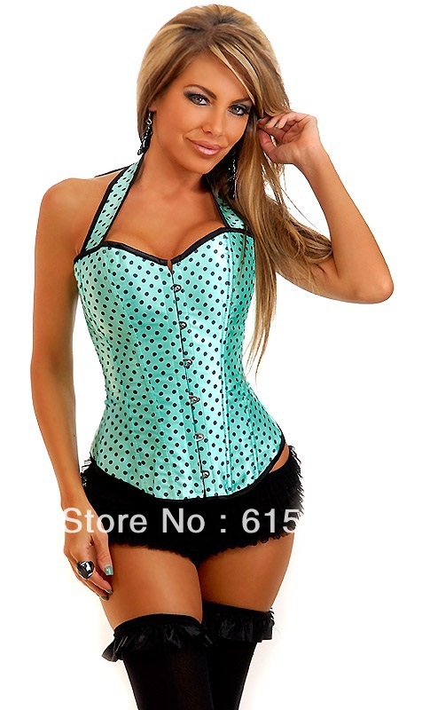 Elegant Polka Dot Over Bust Corsets And Bustiers Plus Size S,M,L,XL,2XL Available