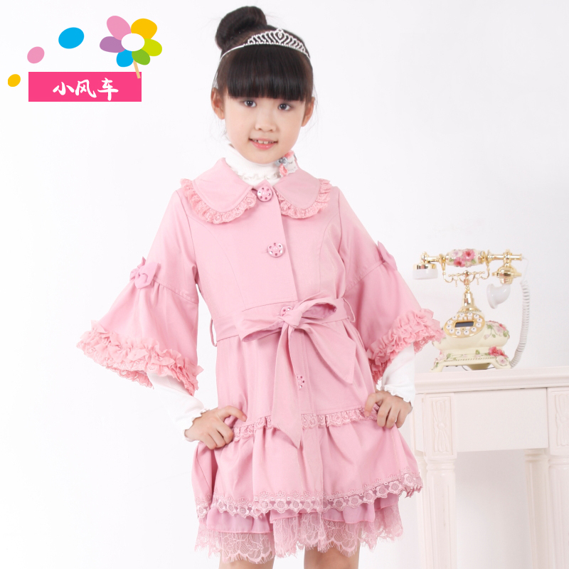 Elegant princess laciness patchwork female child trench 2013 children's spring and autumn clothing child outerwear