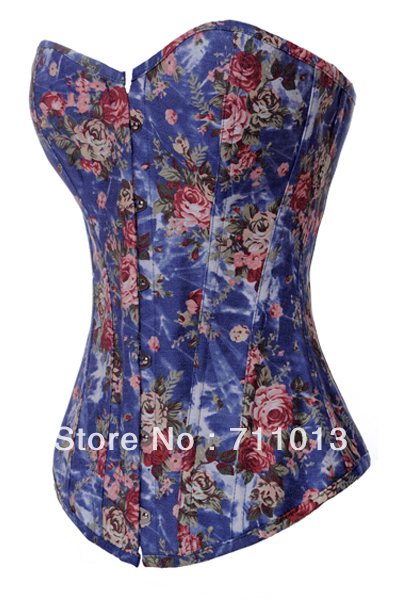 Elegant print jeans adult sexy corset and bustier, shaperwear, lingerie underwear S-2XL size