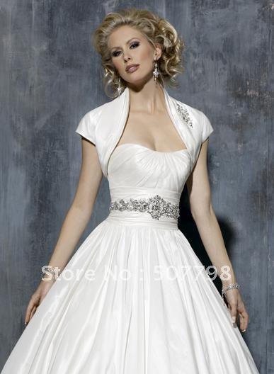 elegant short sleeves taffeta wedding gown jacket, appliques lace mini bridal bolero,freeshipping beaded bridal coat ,hot