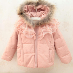 Elegant small gentlewomen 2012 winter clothing female child lace collar lace with a hood wadded jacket