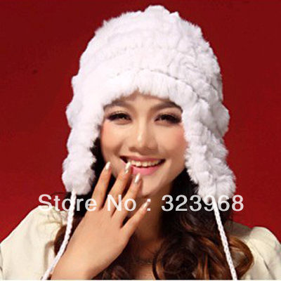 Elegant Stunning Extremely  Warm Soft 100% Genuine Rex Rabbit Fur Women Caps Hat  RC021