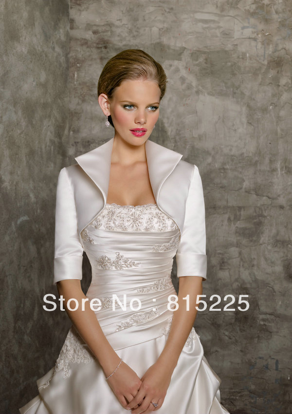 Elegant Tempting Wedding Accessories Bridal Decoration Empire  Elbow Sleeves  Satin White Charming Empress Jacket Stole