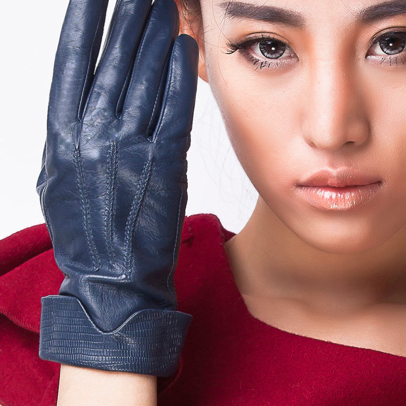 Elegant thermal genuine leather gloves women's short design suede gloves igsbw12163