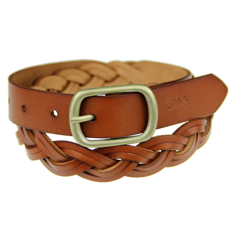 Elegant women's knitted genuine leather first layer of cowhide strap belt fashion all-match Women