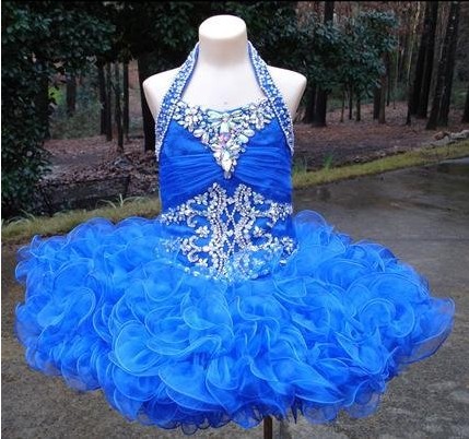 Elegnat Style Halter Beaded Sequin Chiffon Flower Girls Dresses Short Clothes Prom Gonw Custom Made Different Style