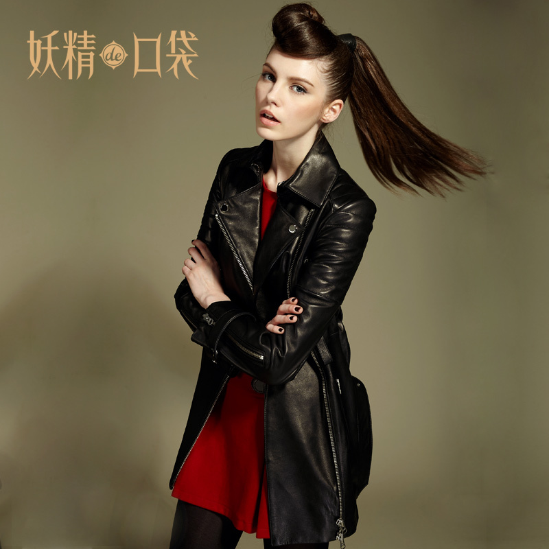 ELF SACK autumn and winter limited edition sheepskin belt lactophrys long leather clothing
