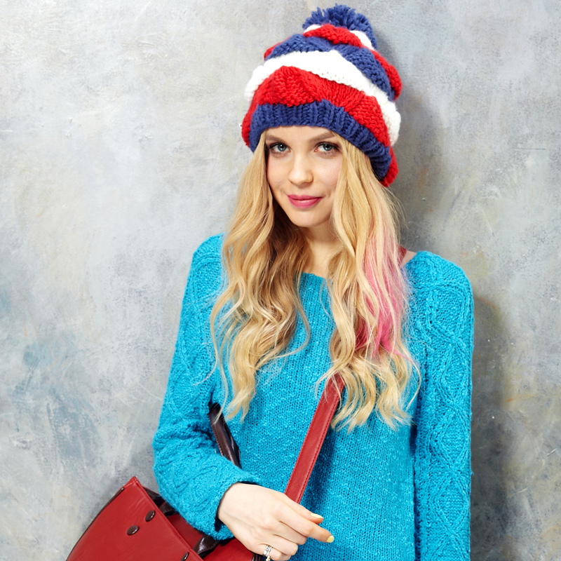 ELF SACK blue limited edition spring multicolour wavingness knitting wool cap