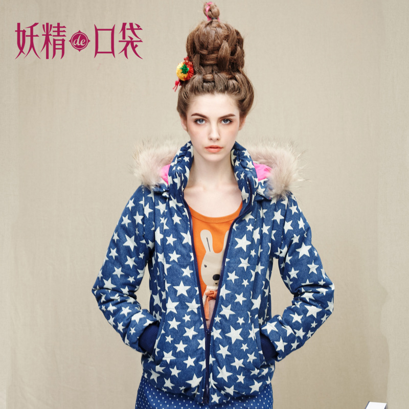 ELF SACK winter painting reminisced denim wadded jacket