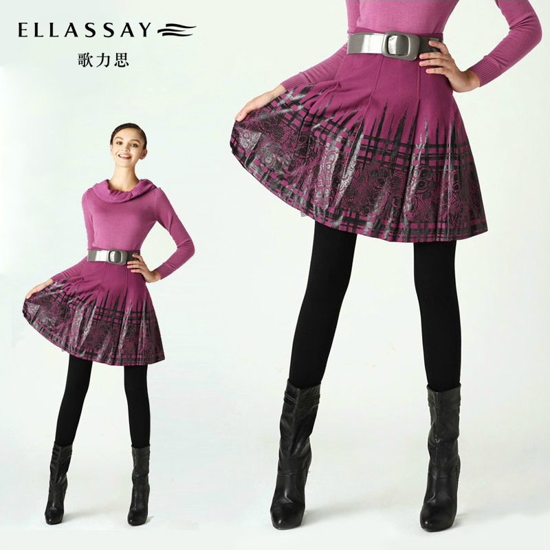 Ellassay women's leather print pleated bust skirt new arrival