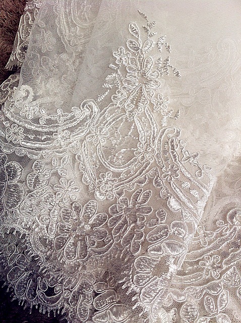 Elringklinger wedding ultra wide laciness car flower lace 3 meters long bride veil picture of details