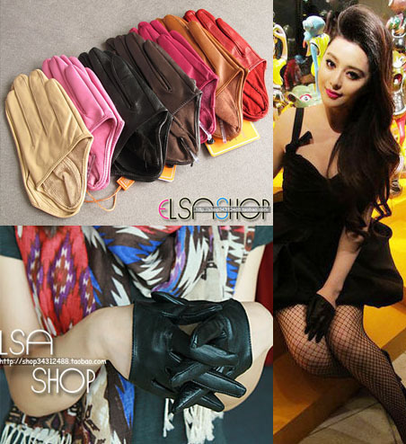 Elsashop - women's soft suede gloves personalized gulps half genuine leather gloves - t002 chromophous