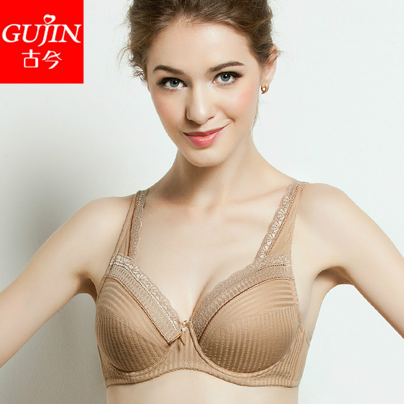 Embalmed gujin 100% cotton big full cup thin lace bra 00140