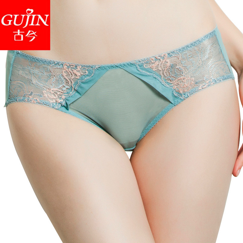 Embalmed gujin underwear double net fabric mid waist briefs 1c897