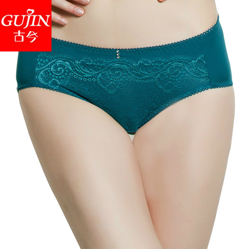 Embalmed gujin underwear elastic laciness ammonia cotton slim hip briefs 1b239