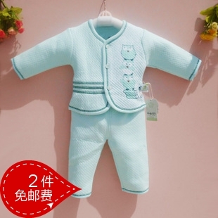 Emboss 100% cotton thermal twinset baby clothes newborn set baby thermal underwear autumn and winter