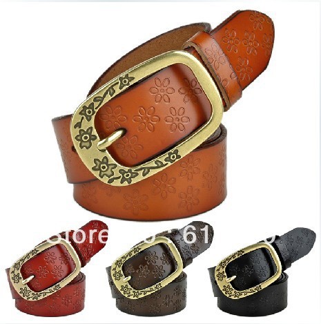 Embossed  cowhide  female fashion women's genuine leather strap female wide belt np