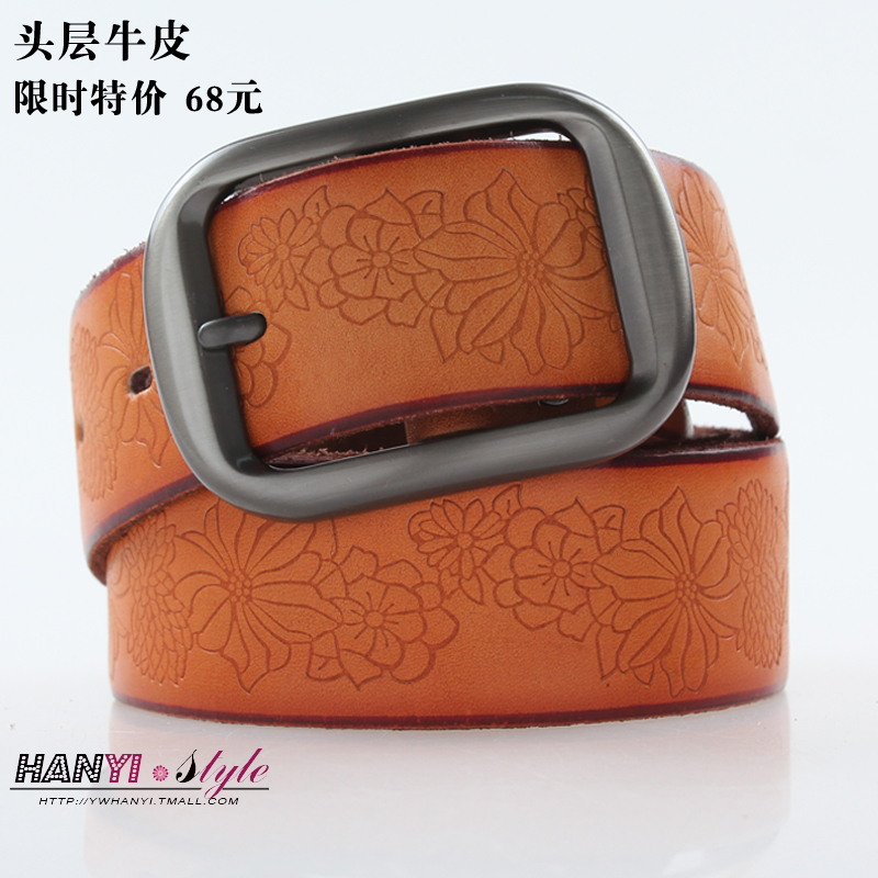 Embossed genuine leather strap female fashion belt female decoration women's strap cowhide vintage all-match