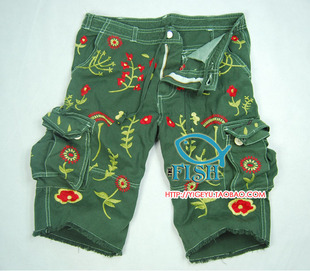 Embroidery beach pants