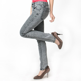 embroidery jeans women slim low-waist trousers  free shipping