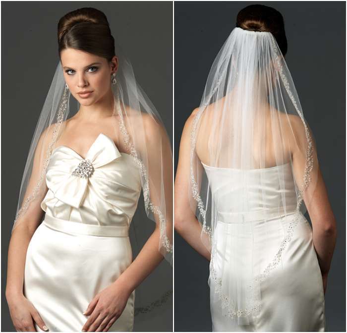 Empire shining bridal veil!tulle edge decorated beads white ivory tulle  one-layer bridal veil bridal accessories