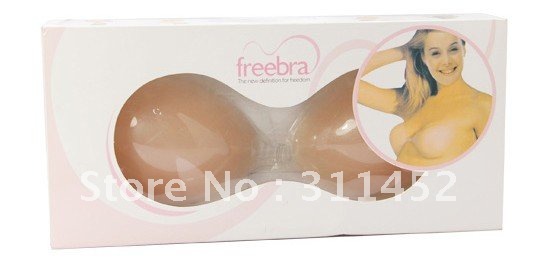 EMS,COLOR BOX,50 pairs/lot,invisible bra,nude Strapless Self Adhesive silicone free bra,A,B,C,D,mix size,wholesale