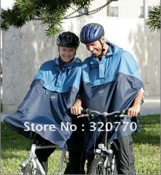 EMS/DHL free shipp poncho raincoat wind proof & waterproof riding bike bicycle rain suits coats 2 color(blue,red)