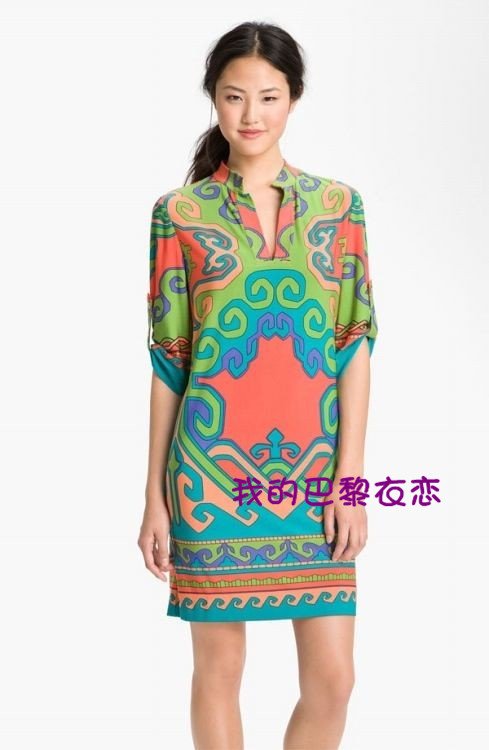 EMS/DHL Free Shipping Fashion 2012 Women Jersey Print Day Dress Ladies Harf sleeve Lady Dress