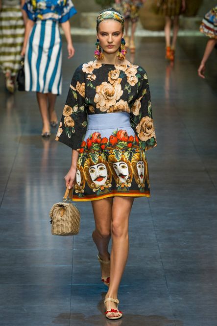 EMS/DHL Free Shipping Fashion 2013 Spring Runway 3/4 Sleeve Printed Blouse+ Printed Skirt