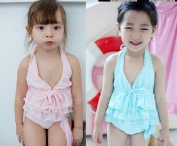 EMS/DHL Free Shipping Kid Stylish Baby Girls Ruffle Halter Bikini Swimsuit bathsuit beachwear  3-7T 10 Pc/lot 2012 NEW!!